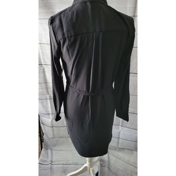 Georgette Fluid Drape Long-Sleeve Button Down Shirt Dress Sz XS - Picture 5 of 6